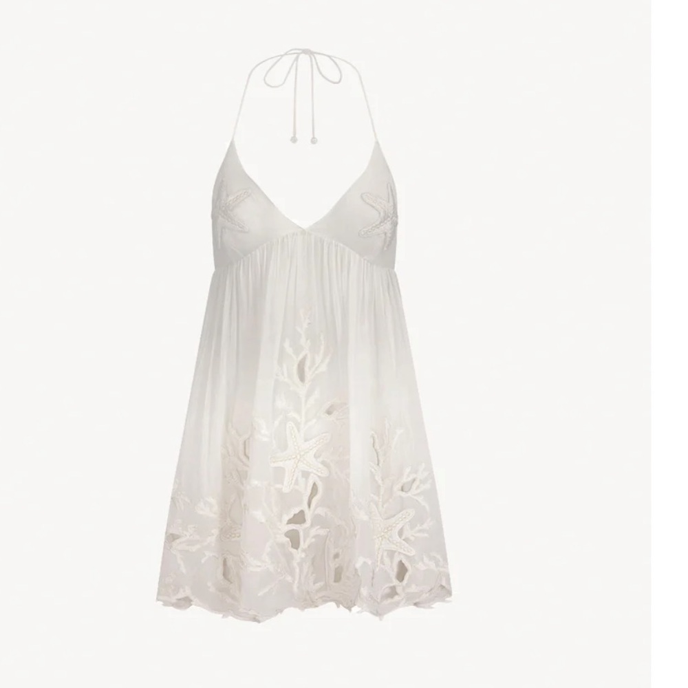 LESLIE AMON BABYDOLL STAR DRESS IN WHITE, SIZE EXTRA SMALL - Picture 4 of 5